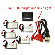 Free Shipping Origin MJX X400 X800 X300C 5pcs 3.7V 750mAh Battery & 5 In 1 Charger & 5pcs Charging Cable Parts for MJX RC Drone