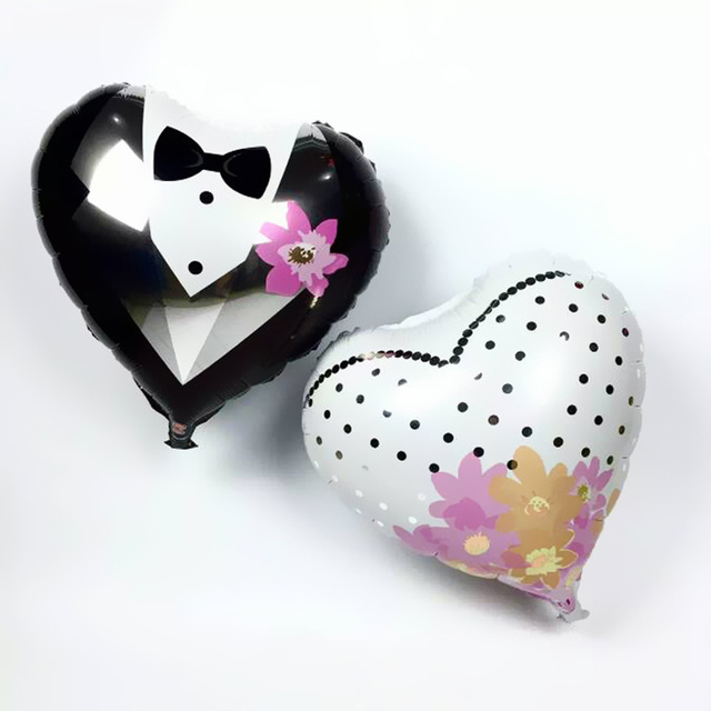 18 Bride Groom font b Dress b font heart Shape Foil Wedding Balloons party Decoration ballons