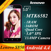 Original Lenovo S850 Android 4.4 mobile phone 5 inch HD MTK6582 Octa Core 2GB RAM 16GB ROM GPS 3G WCDMA smart mobile phone