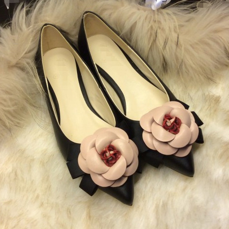 new spring 2016 brand same style women camellia flowers mixed colors shallow mouth pointed toe flat shoes lady single shoe