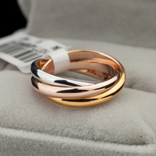 Brand Luxury White Rose Gold Plated Triple Tone Tri Roll Links Top Classic Design Wedding Band
