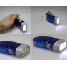 Hand Press Flashlight Torch No Battery 3 LED New N H1E1