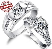 (A pair of rings ) 100% Sterling 925 Silver, Simulated Diamond ,Promise, Engagement, Wedding Rings