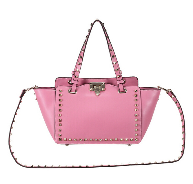 2015 genuine leather rivet one shoulder bag cross-body women's handbag cowhide handbag trapeze v bag  2 size