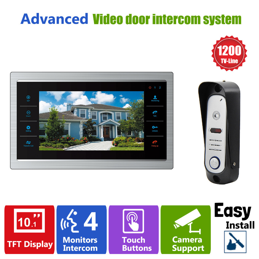 YSECU 10 TFT LCD Door Phone Video Doorbell System with Pinhole Camera 3.6MM Lens 1200TVL 1V1 Home Apartment Entry Kit