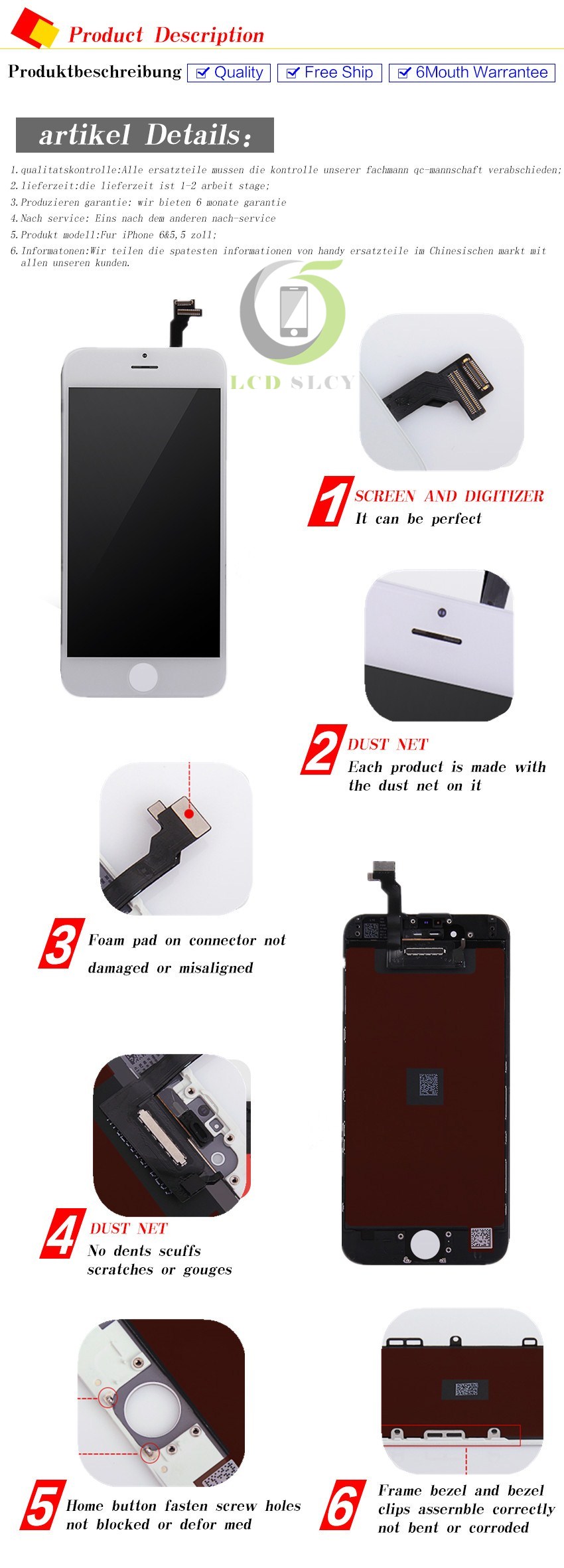 10pcs Lot 100 Grade a For Iphone 6 Lcd No Dead Pixel Display Replacement Touch Screen Pantalla Digitizer Assembly Dhl a Lcd Iphone 6 Lcd6 Lcd Aliexpress