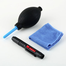 1set 3 in 1 Lens Cleaning Cleaner Dust Pen Blower Cloth Kit For DSLR VCR Camera