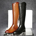 2017 Big size 42 Classic Luxury Designer riding Knee high long boots women fur Flat Heel