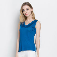 Women tank tops 100% Natural silk solid basic shirt V neck vest barlet femininas tank top black white new Summer Spring
