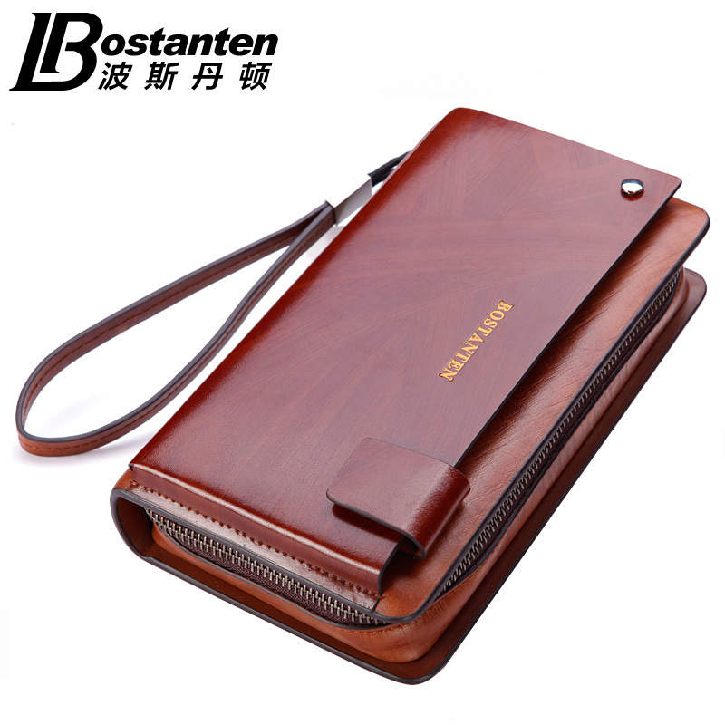Hot Sale!! New Men's Genuine Leather Fashion Casual Zipper Large Capacity Long Design Cowhide Wallet Hand Bag Phone Clutch Purse