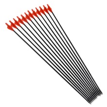 Hot Sale 12pcs Fiberglass Arrow 31 Arrowhead and Red Plastic Feather For Long Bow Arrow Hunting