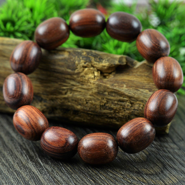 New 2014 Natural sandalwood beaded bracelets Fashion oval  beads bangles For women & men Vintage jewelry ornaments Gift HH690474