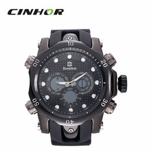 Bestdon BD5515G hombres cuarzo y llevó electrónica Dual Time reloj de pared reloj – negro