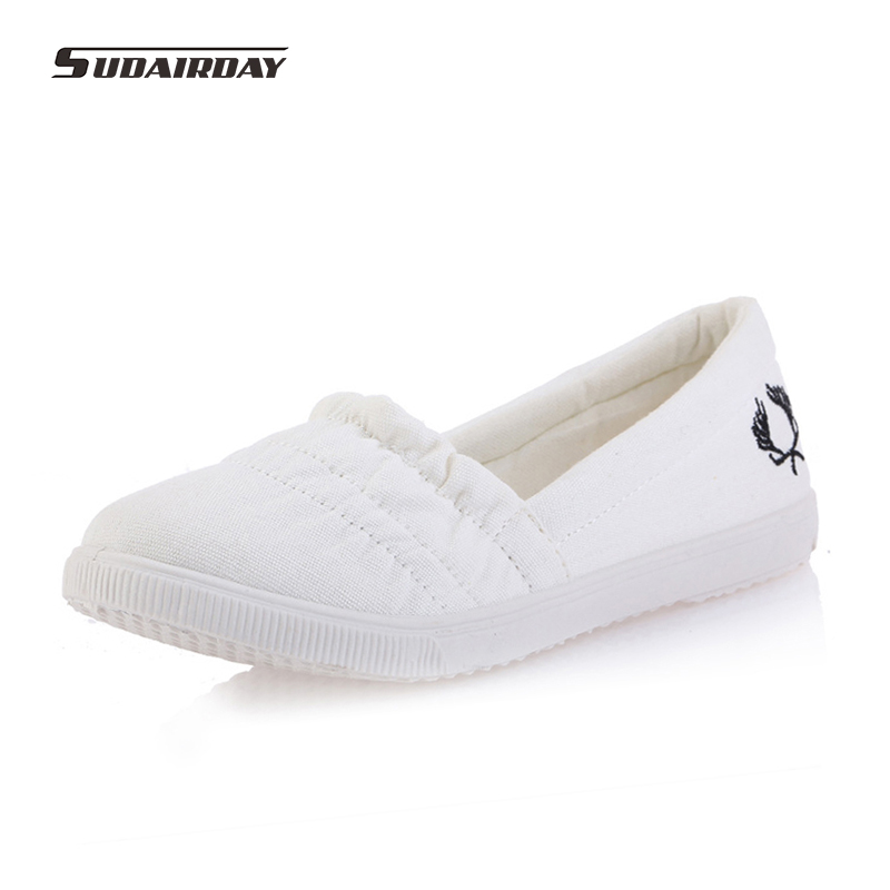 New 2016 Women White Casual Cotton made Canvas Shoes Woman Walking Shoes Women's Casual Shoes