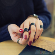 3Pcs New Fashion Ring Set Black Stack Plain Above Knuckle Ring Band Midi Rings 1OS2
