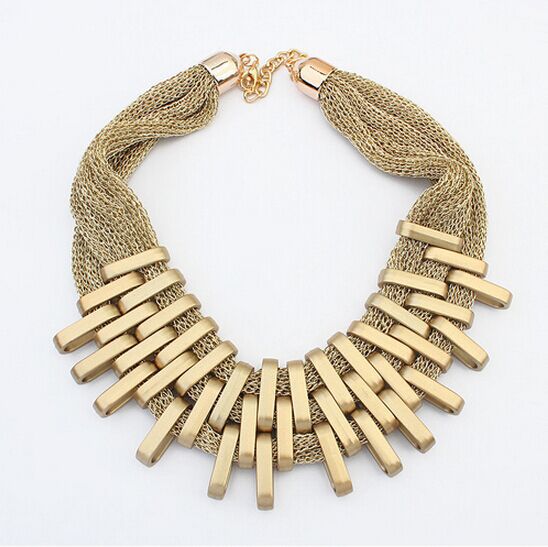 2015 New Brand Design Fashion Necklace Charm Chain Statement Bib Necklace Matte Gold Plated Necklaces Jewelry