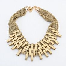 2015 New Brand Design Fashion Necklace Charm Chain Statement Bib Necklace Matte Gold Plated Necklaces Jewelry For Women N0509