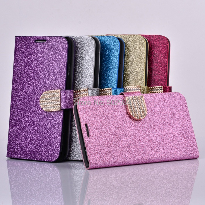 Bright Glitter Bling Diamond Wallet Stand Leather Case for iPhone 4 4S 5C 5 5S 6 Plus S3 S4 S6 G9200 Flip Holster Card Slot