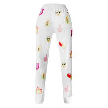  version of the new high waisted fashion leisure jogging pants QQ expression printing slimming exercise