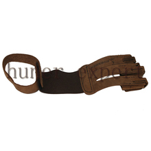 1pc archery 3 fingers guard protective cowskin brown finger tab glove for recurve huntinb bow