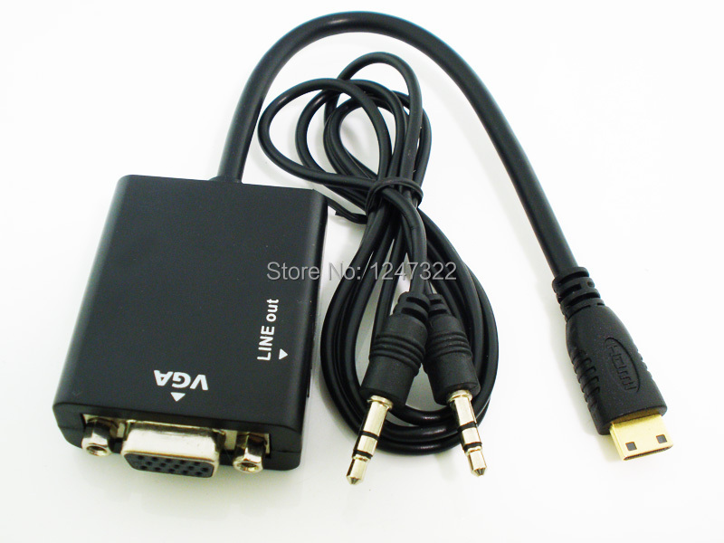 Mini HDMI To VGA Converter Cable With Audio Adapter Convertor Hdmi-vga Cable Male to Female 1080P