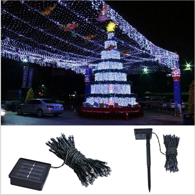 Blue-green-white-yellow-multicolor100-LED-solar-string-lights-led-lamps-solar-garden-solar ...