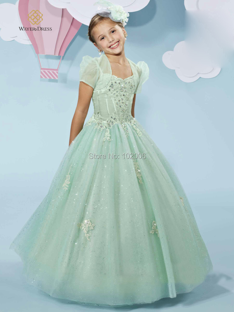 Wedding Mint Flower Girl Dresses online get cheap white and mint flower girl dress aliexpress com 2015 greenwhite dresses lovely girls pageant first communion for little ball gown