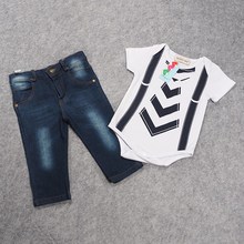 New Baby Clothes Suit Newborn Infant Rompers Kids Bodysuit Boys Summer Clothing Set Tollder Tracksuit Child Romper+Jeans