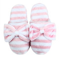 Wo weino Excellent Quality New brand 2016 Home Slippers winter Women Soft Warm Bowknot striped Cotton
