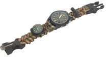 New Outdoor camping 5in1 Travel Kit Watch With survival Flint Fire starter paracord Compass rescue Whistle