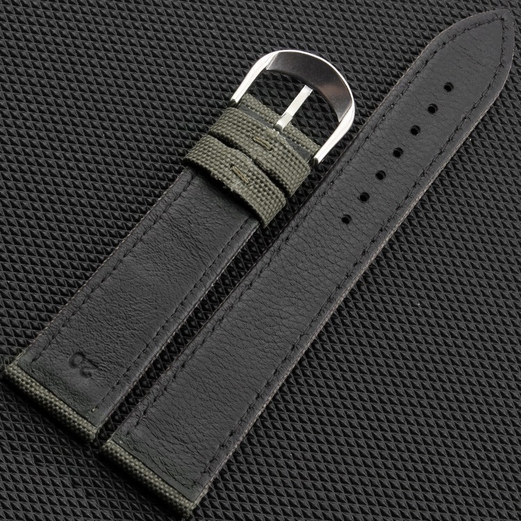 New Arrival Canvas Genuine leather inner Watchband Canvas Two Parts Watch Strap 18mm 20mm 22mm 24mm