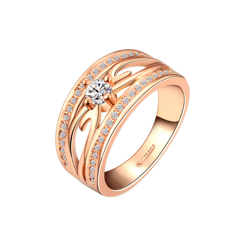 Hot sale jewelry Fashion Style Crystal Rings for Women 18K Rose Gold plated Engagement Party ...