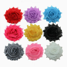 30pcs lot High quality 2 5 Chiffon chic shabby frayed chiffon flowers for headband Free shipping