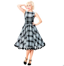 free shipping Swing Tartan Dress Vintage 50s Rockabilly Party Wedding Pin-Up