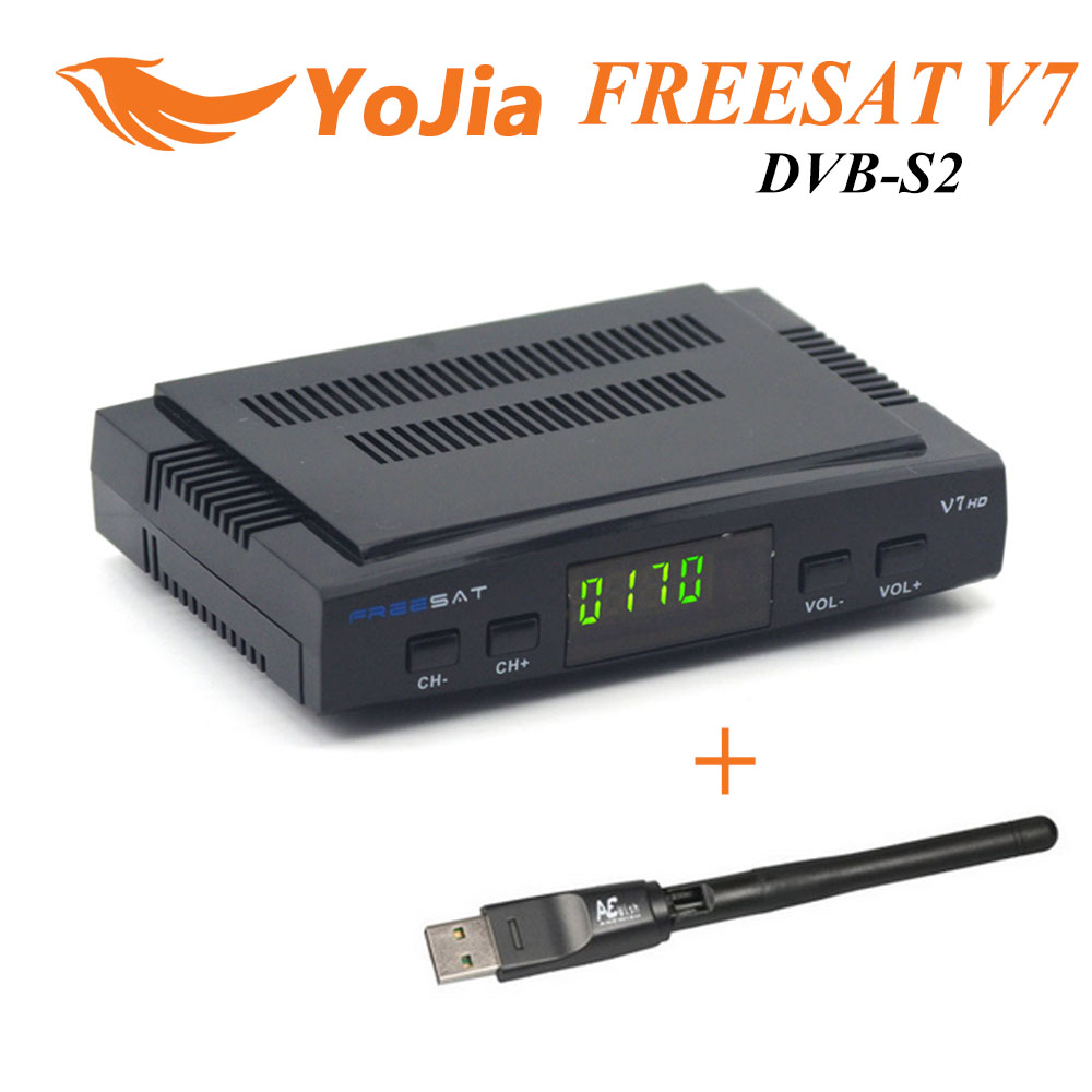 [Genuine] Freesat V7 DVB-S2 HD with USB Wifi Satellite TV Receiver Support PowerVu Biss Key Cccamd Youtube Youporn Set Top Box