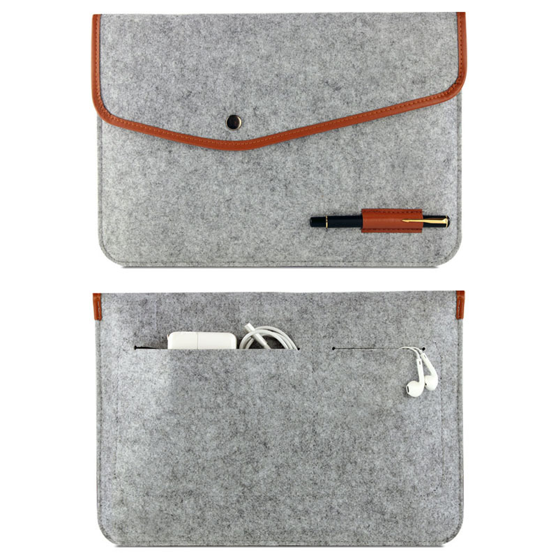 2016 New Real Genuine Felt font b Sleeve b font LaptopCover Bag for MacBook Air Pro