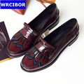PLUS Size 33 41 Genuine leather Vintage Flat Oxford Shoes Woman 2017 Fashion tassel British style