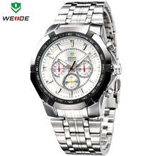 Moda marca de lujo WEIDE relojes hombres cuarzo militar Diver reloj del deporte del ejército completo de acero reloj 30 M impermeable envío gratis