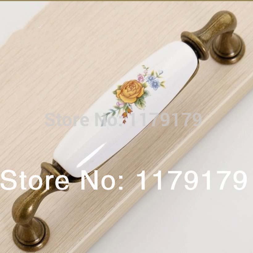 ceramic dresser cabinet 128mm handle pulls european countryside style  furniture handle  hardware accessories AG42AB-128