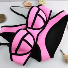 Swimwear Women Fashion Neoprene Bikini Woman New Summer 2015 Sexy Swimsuit Bath Suit Push Up Bikini