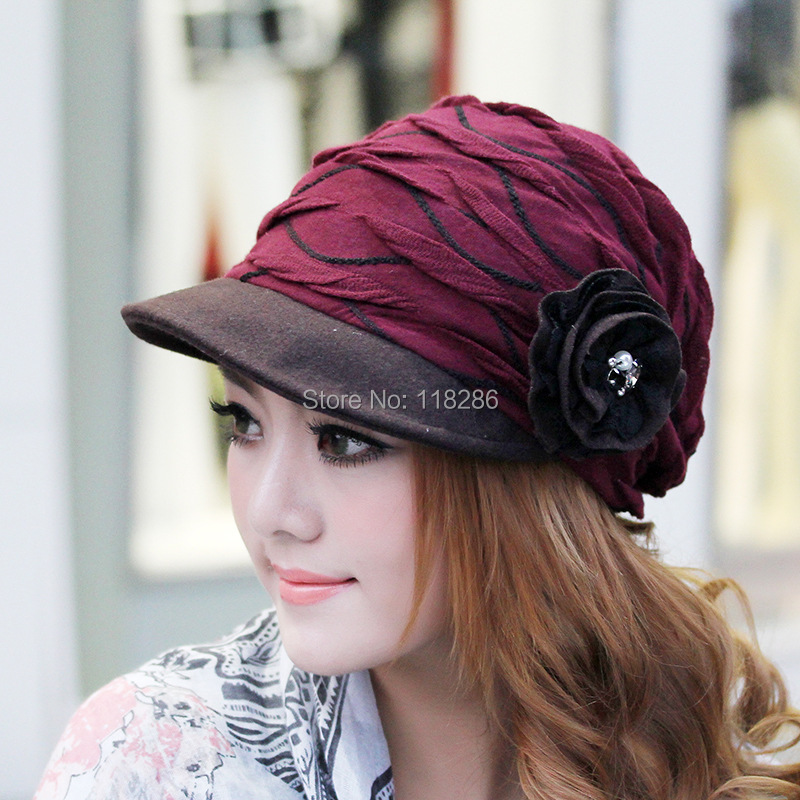 2014 Newly autumn and winter warm lace flower beret cap for women fashion top quality cotton