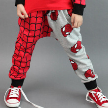Free shipping Retail 2015 New Unique Design Super Spider man Kids Girls Boys Harem Pants Trousers