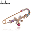 Hijab Pins Rose Gold Safety Pin Brooch Jewelry Fashion Luxury Rhinestone Men Brooches For Suit Scarves