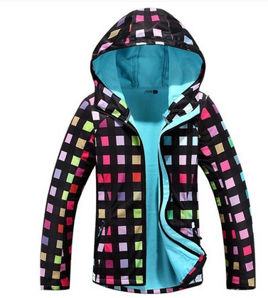 Gsou Snow womens colorful grids soft shell breathable fleece coat ladies spring autumn winter outdoor sports jacket waterproof