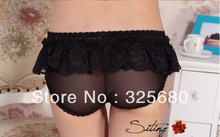 Free shipping Transparent gauze cute sexy female underwear low waist underwear large size multi layered lace