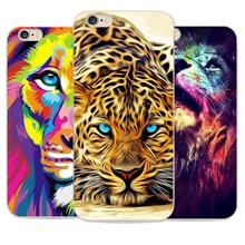 Phone Cases Black white lion For Apple Iphone 6s Case 6 Color cheetah TPU Case Oil painting effect