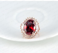 Red Ruby Diamond Ring Imitation Womens Jewellery Real 18K Rose Gold Plated Retro Zirocn Crystal Zirconia