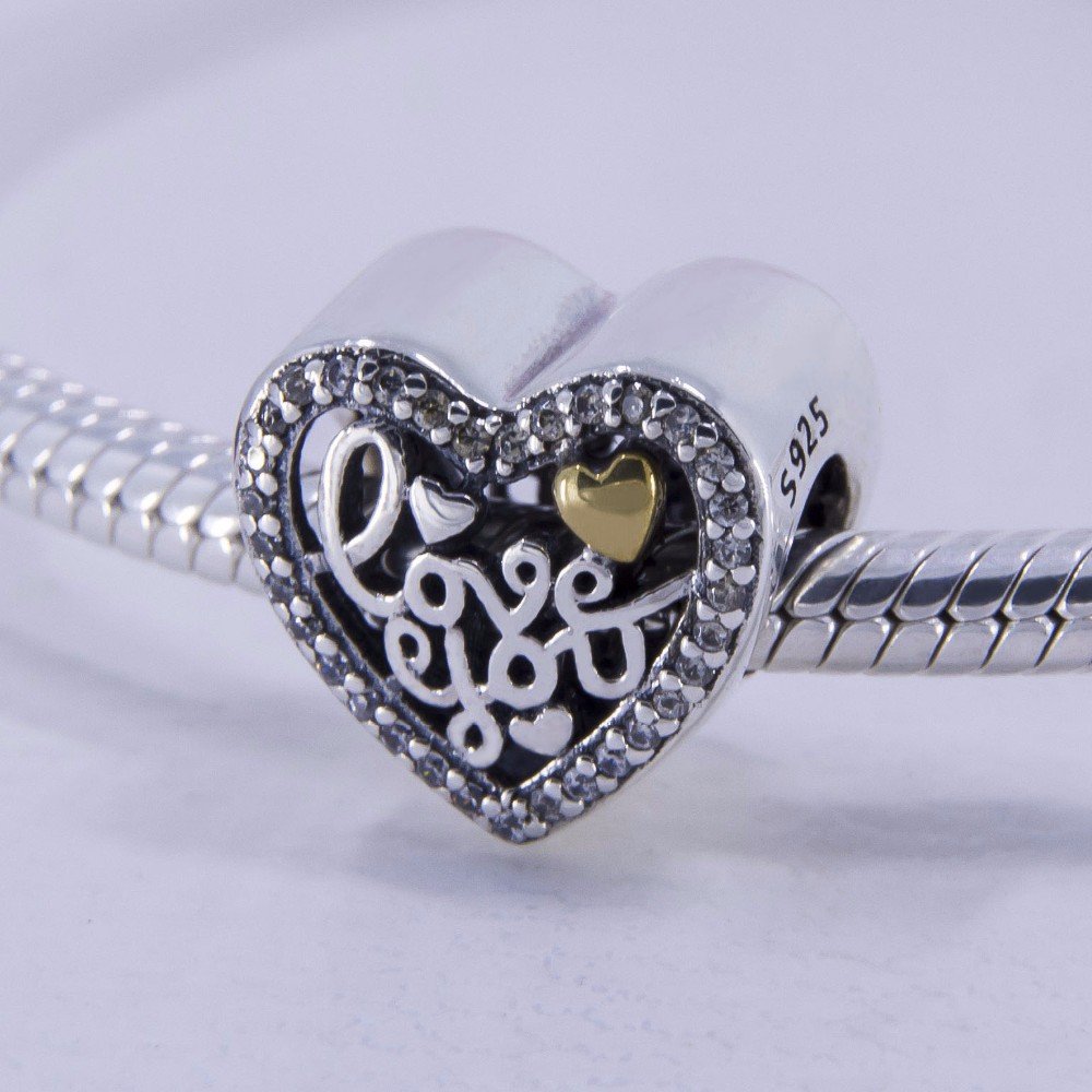 Fits Pandora bracelet Love heart silver beads I love you gift 925 sterling silver jewelry DIY 2017 Valentine ‘s Day 3772443985_987749033