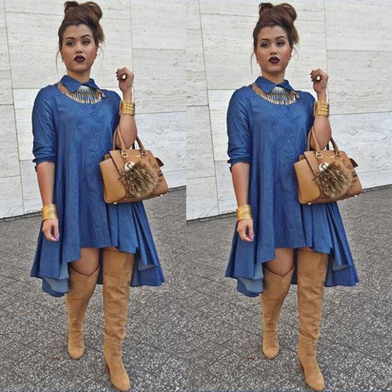 long sleeve womens denim dress