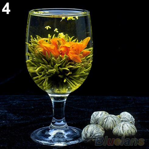 4 Balls Different Handmade Blooming Flower Green Tea Home Wedding Gift 1ON6 1ORU